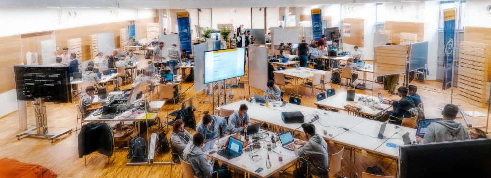 Part of the hack area of the Fiction2Science Hackathon of Continental in Regensburg